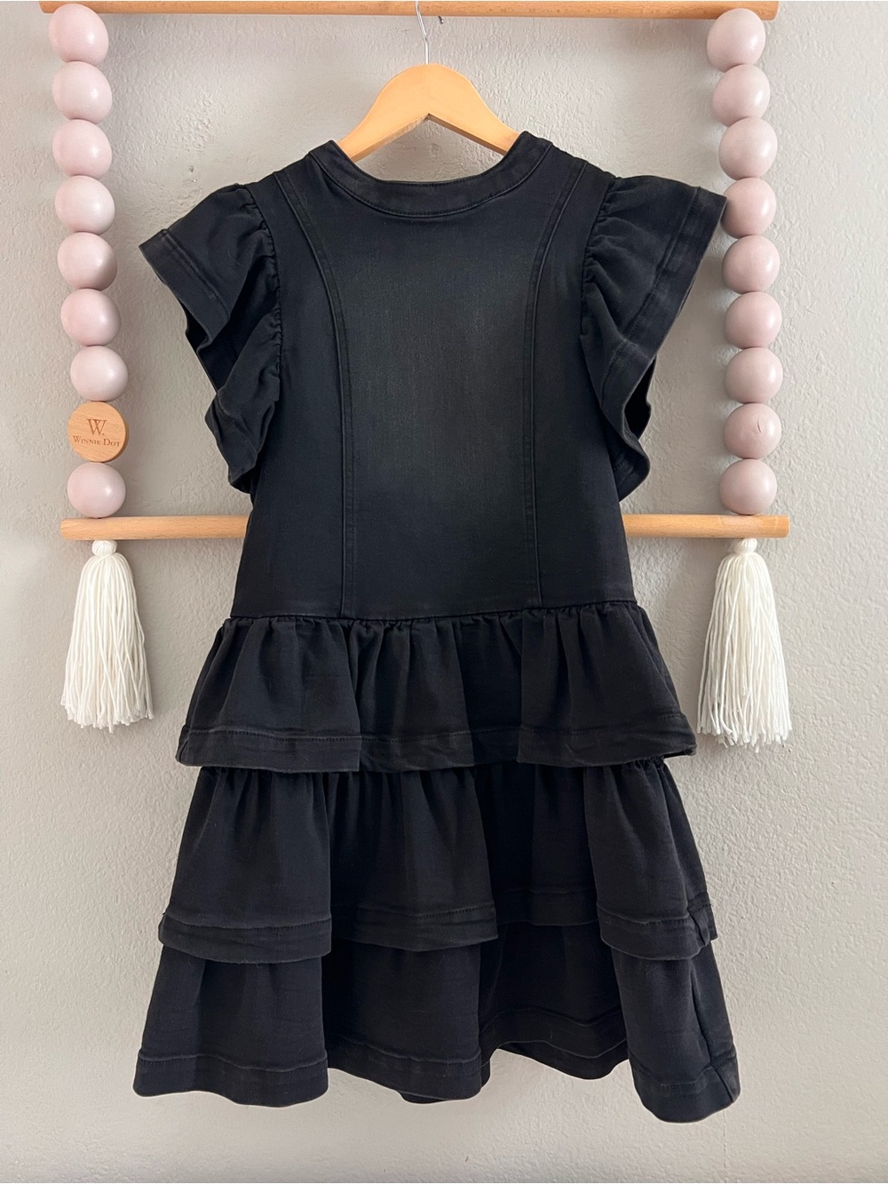 Nordstrom Girls' Black Ruffle Tiered Dress- 10